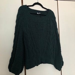 Express forest green cable knit sweater